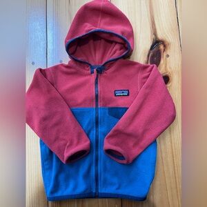 Patagonia boys 2T fleece hoodie. Front zip. Red/Blue.